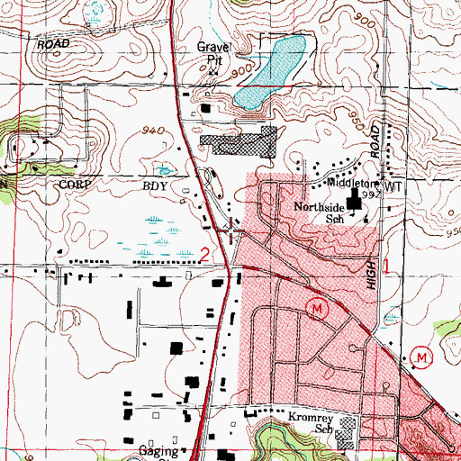 Topographic Map of Saint Luke's Lutheran Cemetery, WI