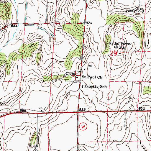 Topographic Map of Liberty Lutheran Cemetery, WI