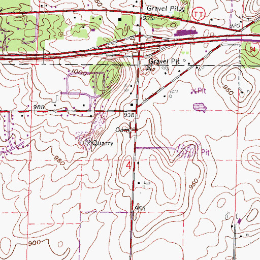 Topographic Map of Prairie Cemetery, WI