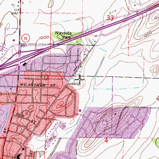 Topographic Map of Sacred Hearts of Jesus and Mary Cemetery, WI