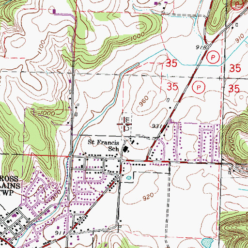 Topographic Map of Saint Francis Xavier Cemetery, WI