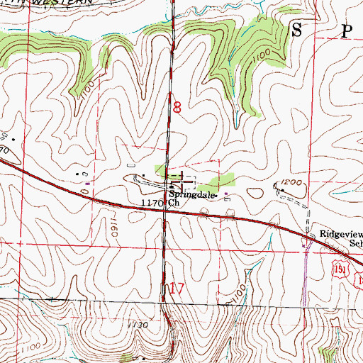 Topographic Map of Springdale Lutheran Church Cemetery, WI