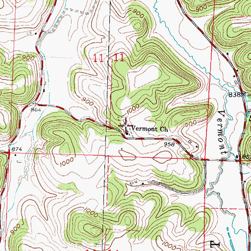 Topographic Map of Vermont Lutheran Church Cemetery, WI
