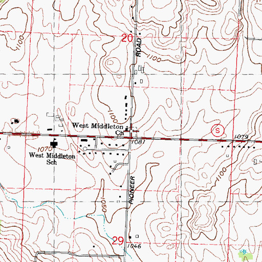 Topographic Map of West Middleton Cemetery, WI