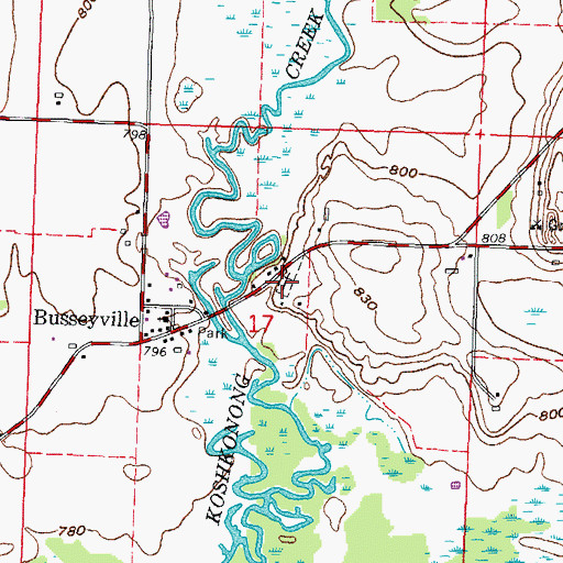Topographic Map of Busseyville Cemetery, WI