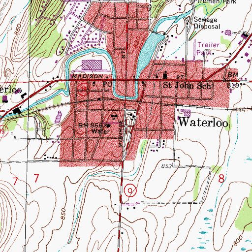 Topographic Map of City of Waterloo Cemetery, WI