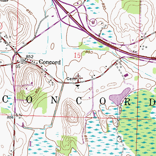 Topographic Map of Concord Methodist Church Cemetery, WI