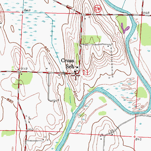 Topographic Map of Cross Lutheran Cemetery, WI