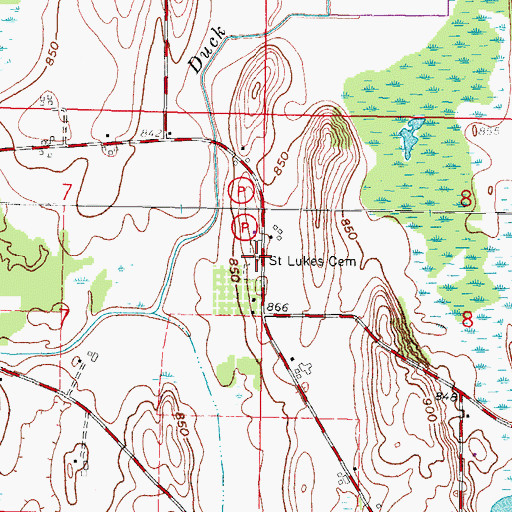 Topographic Map of Crowder Cemetery, WI