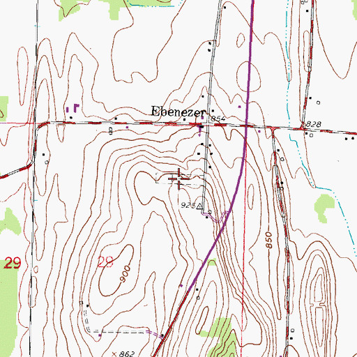 Topographic Map of Ebenezer Moravian Cemetery, WI