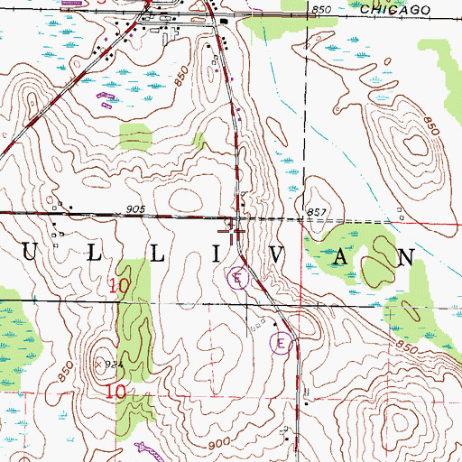 Topographic Map of Newton Cemetery, WI