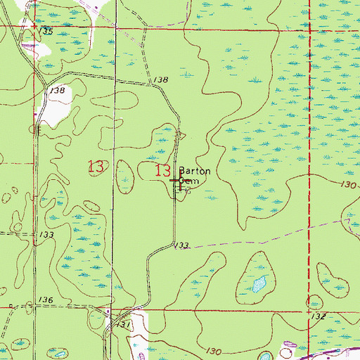 Topographic Map of Barton Cemetery, FL