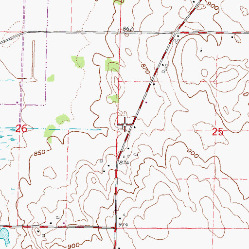 Topographic Map of Hardscrabble Cemetery, WI