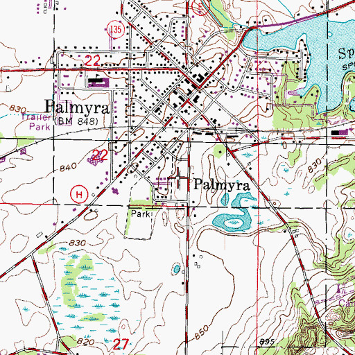 Topographic Map of Hillside Cemetery, WI