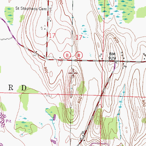 Topographic Map of Webster - Holcomb Cemetery, WI