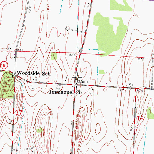 Topographic Map of Immanuel Lutheran Cemetery, WI