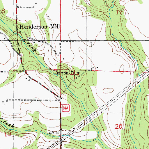 Topographic Map of Barton Cemetery, FL