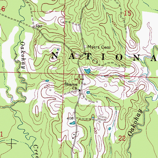 Topographic Map of Sharon Baptist Church Cemetery, MS