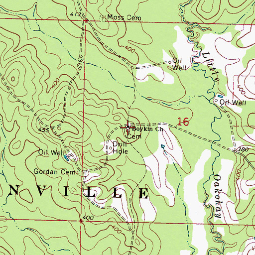 Topographic Map of Boykin Church cemetery, MS