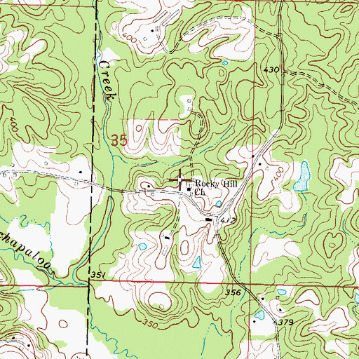 Topographic Map of Rocky Hill Church Cemetery, MS