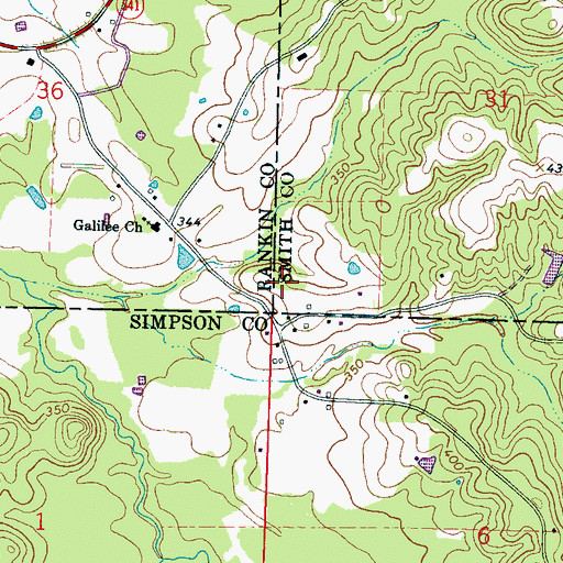 Topographic Map of Galilee Church Cemetery, MS