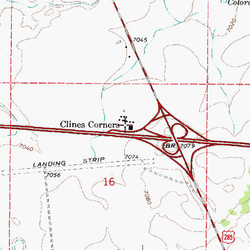 Topographic Map of Clines Corners Post Office, NM