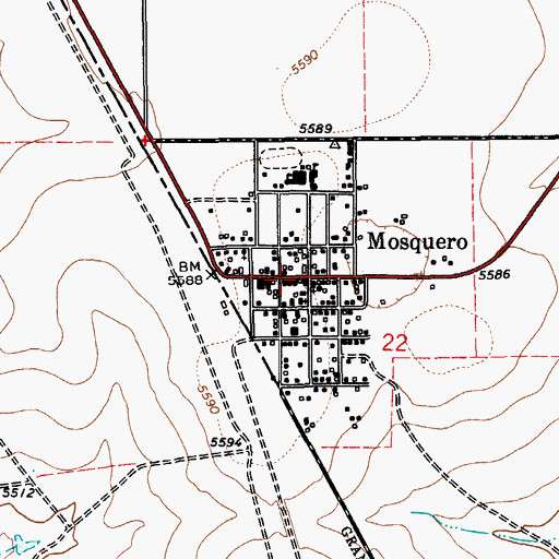 Topographic Map of Mosquero Post Office, NM