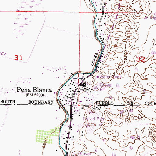 Topographic Map of Pena Blanca Post Office, NM