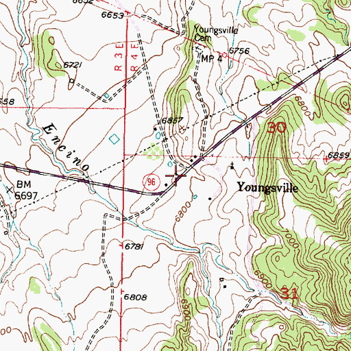 Topographic Map of Youngsville Post Office, NM