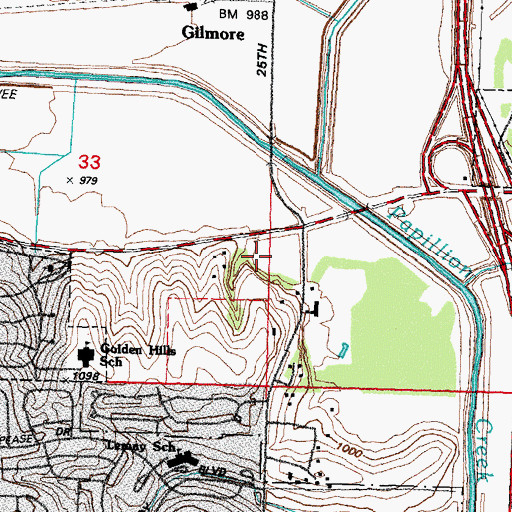 Topographic Map of Bellevue Medical Center, NE