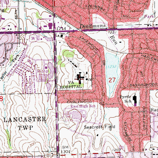Topographic Map of VA Nebraska - Western Iowa Health Care System - Lincoln, NE