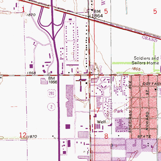Topographic Map of Webb Plaza Post Office, NE