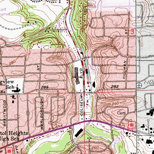 Topographic Map of Eastbrook Post Office, AL