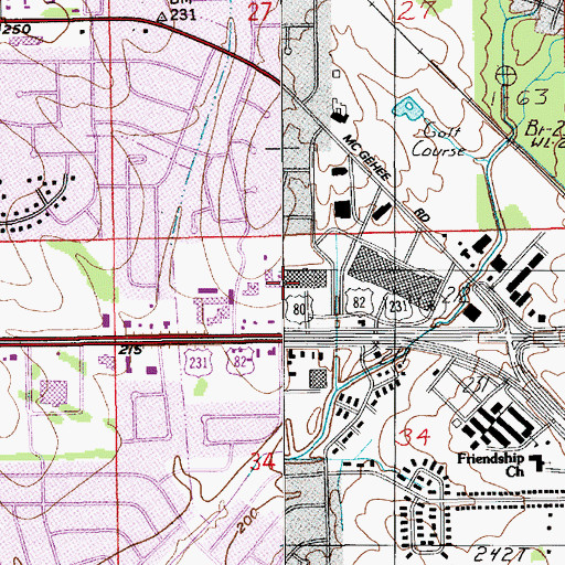 Topographic Map of South Post Office, AL