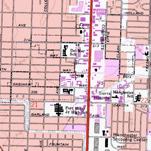 Topographic Map of Cardwell Post Office, CA