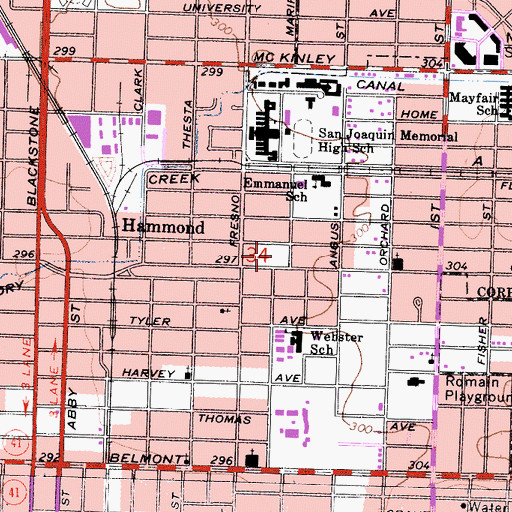 Topographic Map of Clinter Post Office, CA