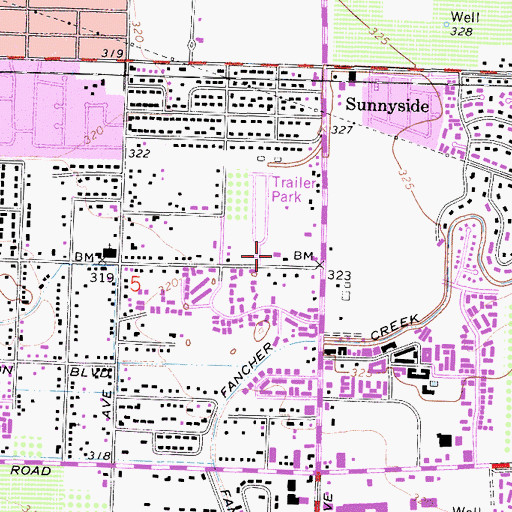 Topographic Map of East Fresno Post Office, CA
