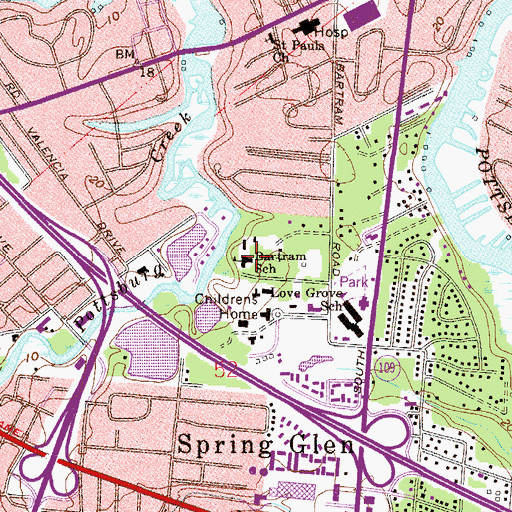 Topographic Map of Bartram School, FL