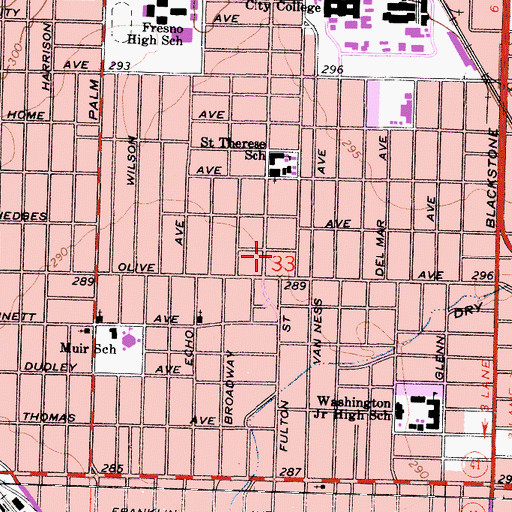 Topographic Map of Tower Post Office, CA