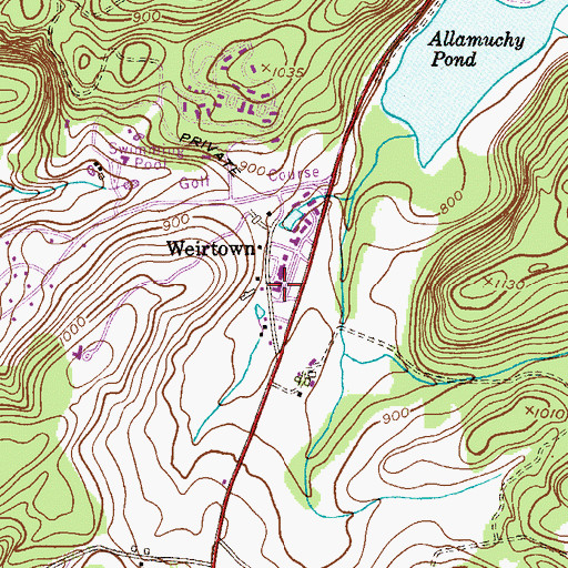Topographic Map of Allamuchy Post Office, NJ