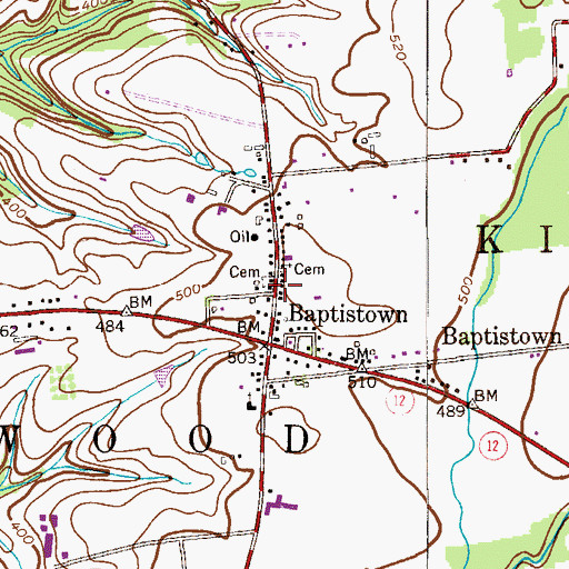 Topographic Map of Baptistown Post Office, NJ