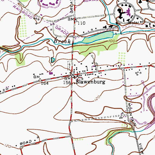 Topographic Map of Blawenburg Post Office, NJ