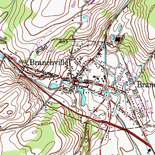 Topographic Map of Branchville Post Office, NJ
