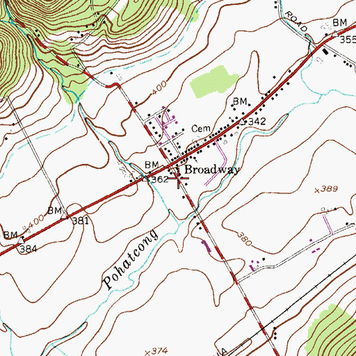 Topographic Map of Broadway Post Office, NJ