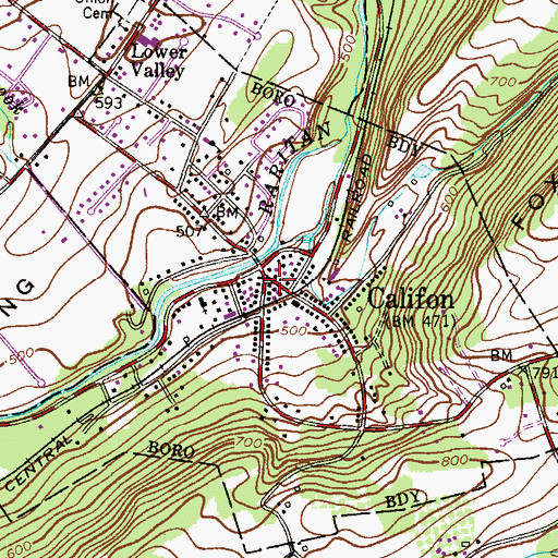 Topographic Map of Califon Post Office, NJ