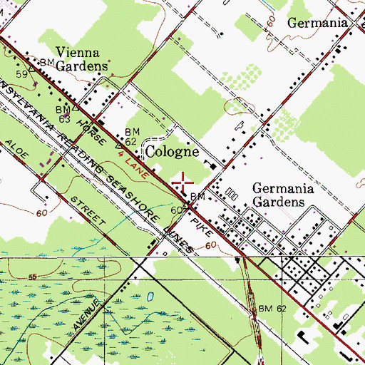 Topographic Map of Cologne Post Office, NJ