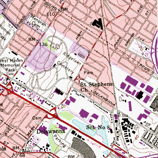 Topographic Map of Delawanna Station Clifton Post Office, NJ