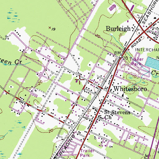 Topographic Map of Whitesboro Post Office, NJ