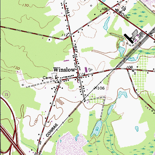 Topographic Map of Winslow Post Office, NJ