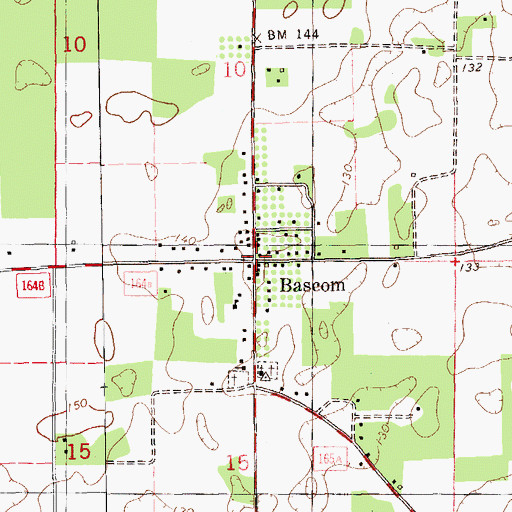 Topographic Map of Bascom, FL